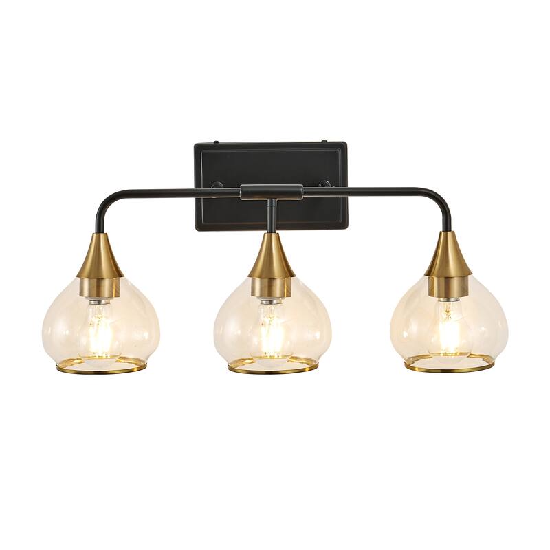 23" Modern 3-Light Vanity Wall Sconce, Bathroom Light Fixture with Clear Glass Shades