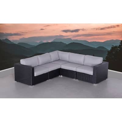 LSI Wide Outdoor Wicker Reversible Patio Sectional with Cushions