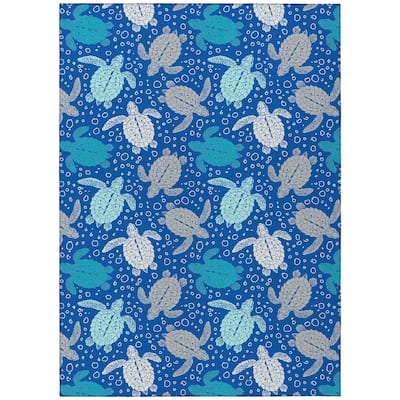 Indoor/ Outdoor Surfside Turtle Washable Rug New