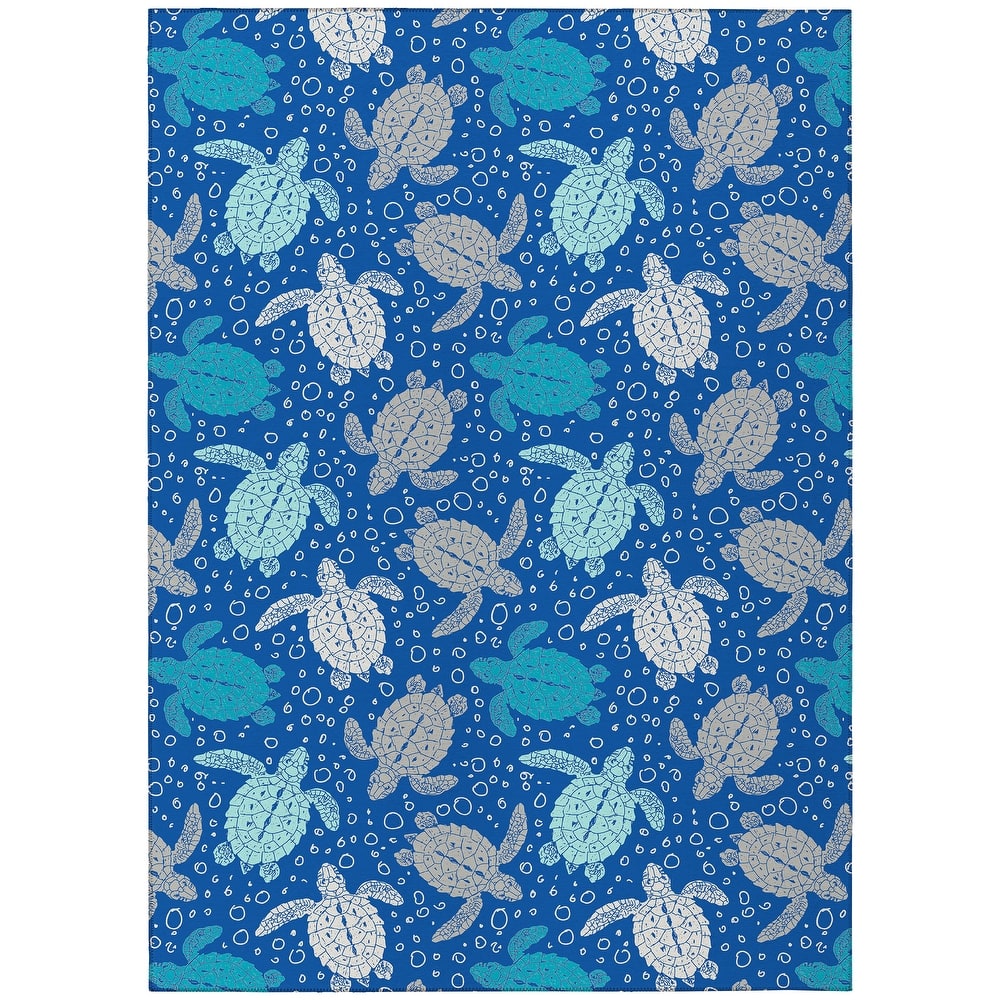 Indoor/ Outdoor Surfside Turtle Washable Rug New