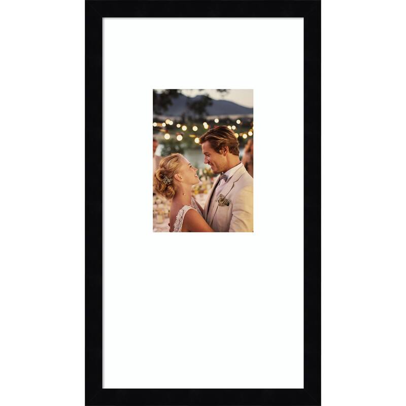 Svelte Clay Grey Framed Picture Frame, Photo Frame - 10x18 Matted White 5x7 - Svelte Noir Black