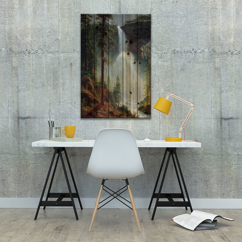 Nevada Falls Print On Wood by Albert Bierstadt - Multi-Color