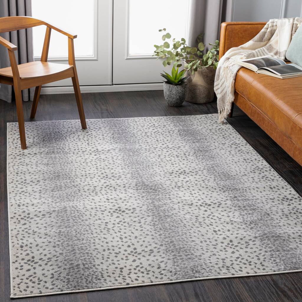 Pablo Antelope Print Area Rug,5'3" x 7'1",Charcoal - 6' x 7'
