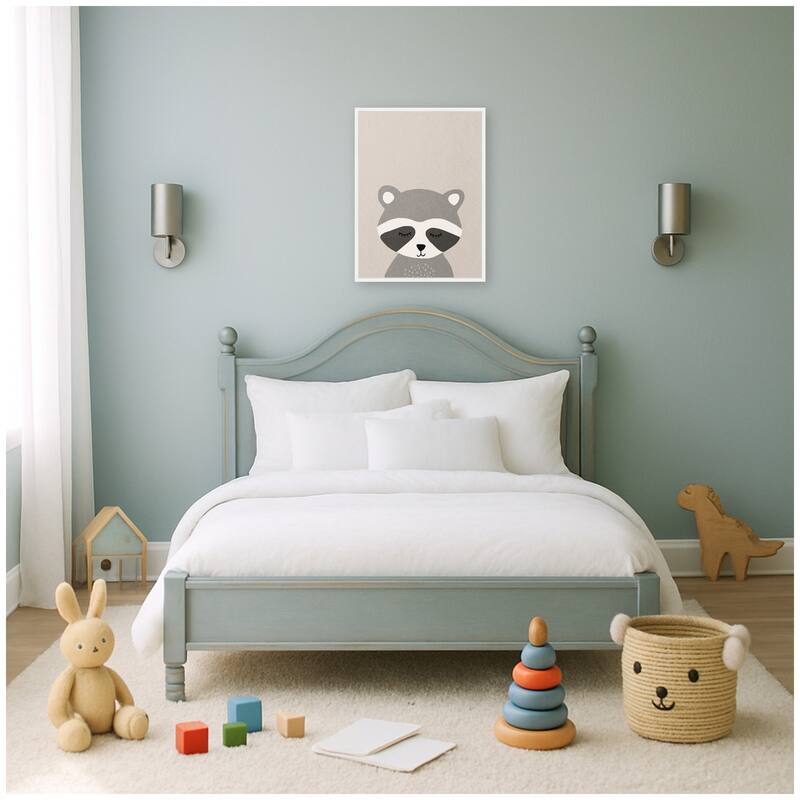 Kate and Laurel Raccoon by July Art Prints Framed Canvas Wall Art Print