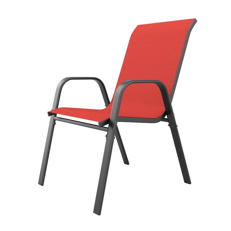 6-Piece Outdoor Dining Chairs Set, Wide Ergonomic Seat, 350lbs Capacity, Waterproof & Rust-Resistant Teslin Fabric Metal Frame