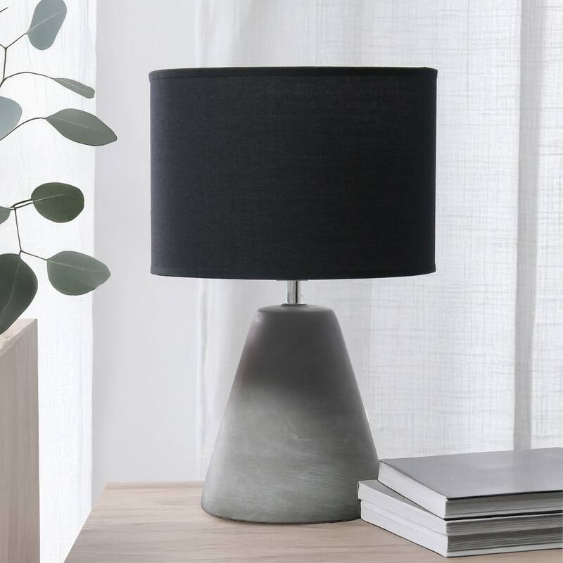 Tapered Concrete Table Lamp with Drum Shade - 14.25" - Black