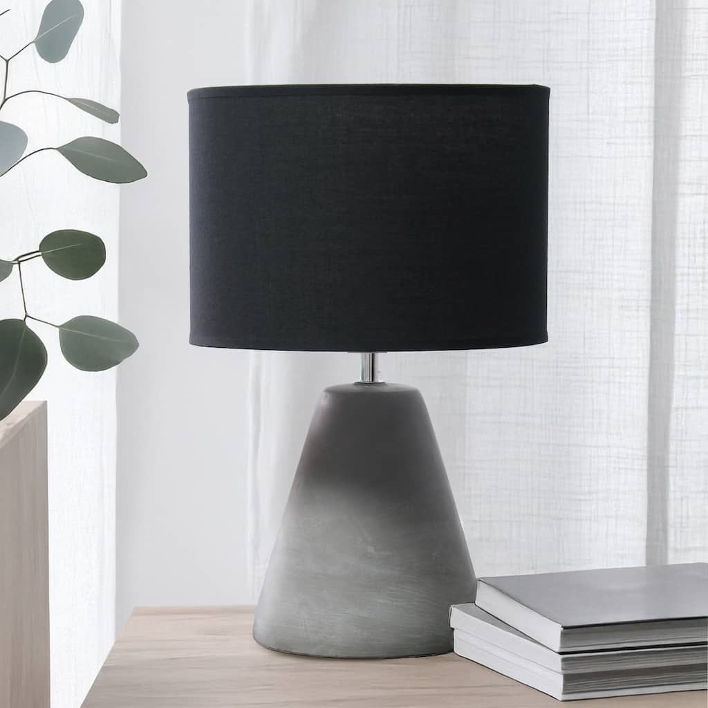 Tapered Concrete Table Lamp with Drum Shade - 14.25" - Black