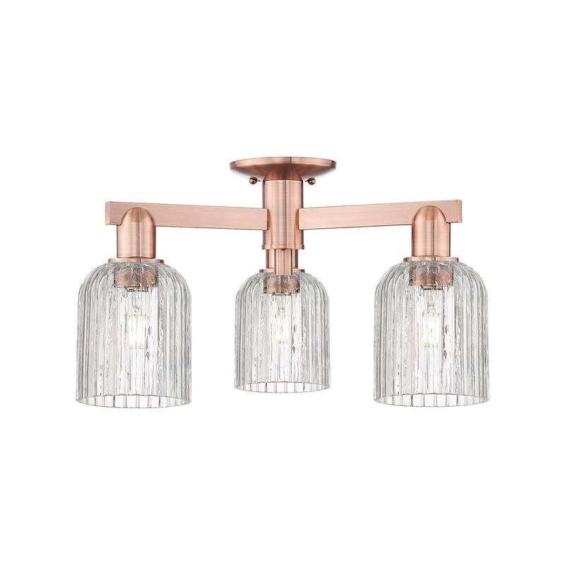 Innovations Lighting 716-3F-11-23 Bridal Veil Semi-Flush Bridal Veil 3 - Antique Copper / Clear