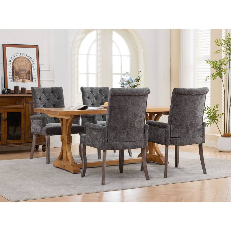 Roomfitters Upholstered Dining Chairs with Barrel Back and Wood Legs, Modern Accent Side Chairs for Living Room