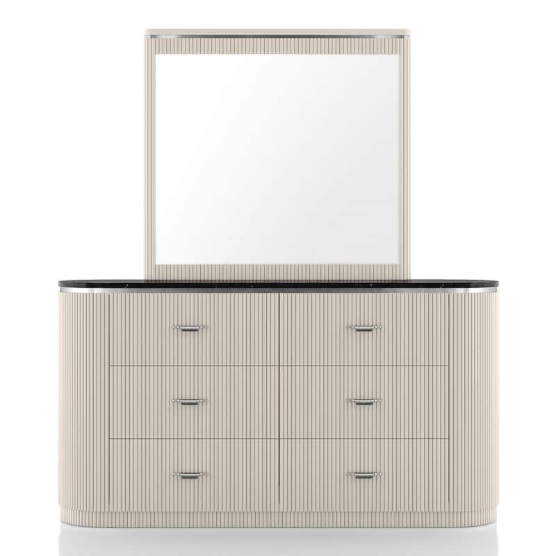 Furniture of America Leander Modern 2-piece Light Gray Solid Wood Dresser and Mirror Set