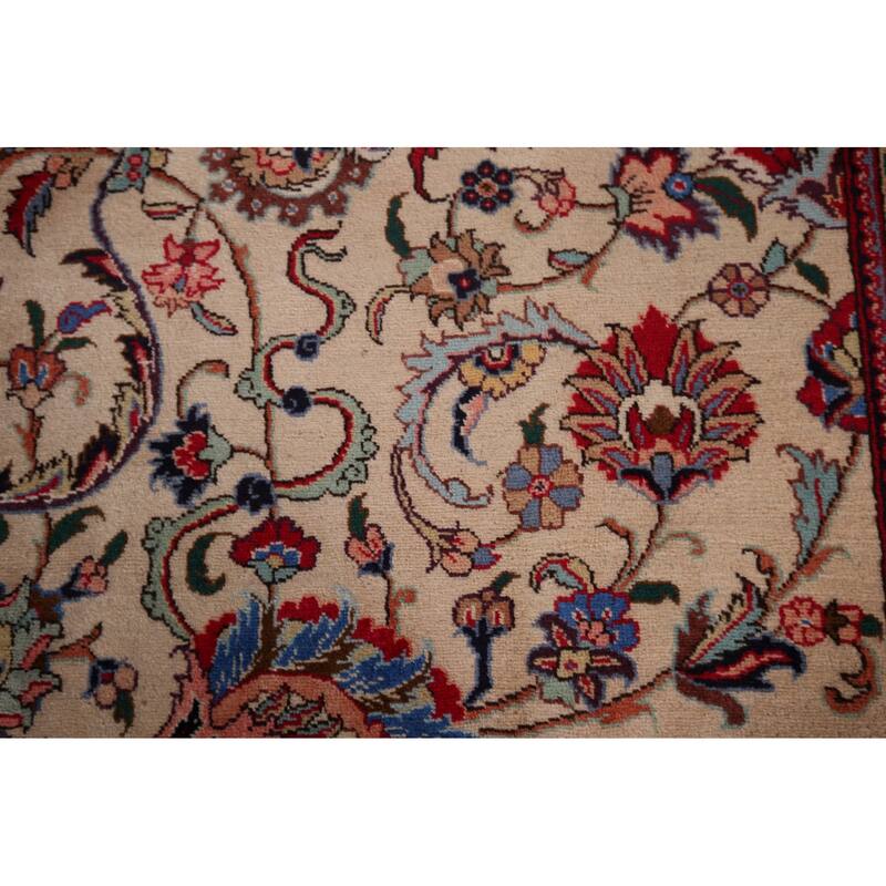 Signed Sarouk Vintage Persian Area Rug Handmade Wool Carpet - 9'10" x 12'6"