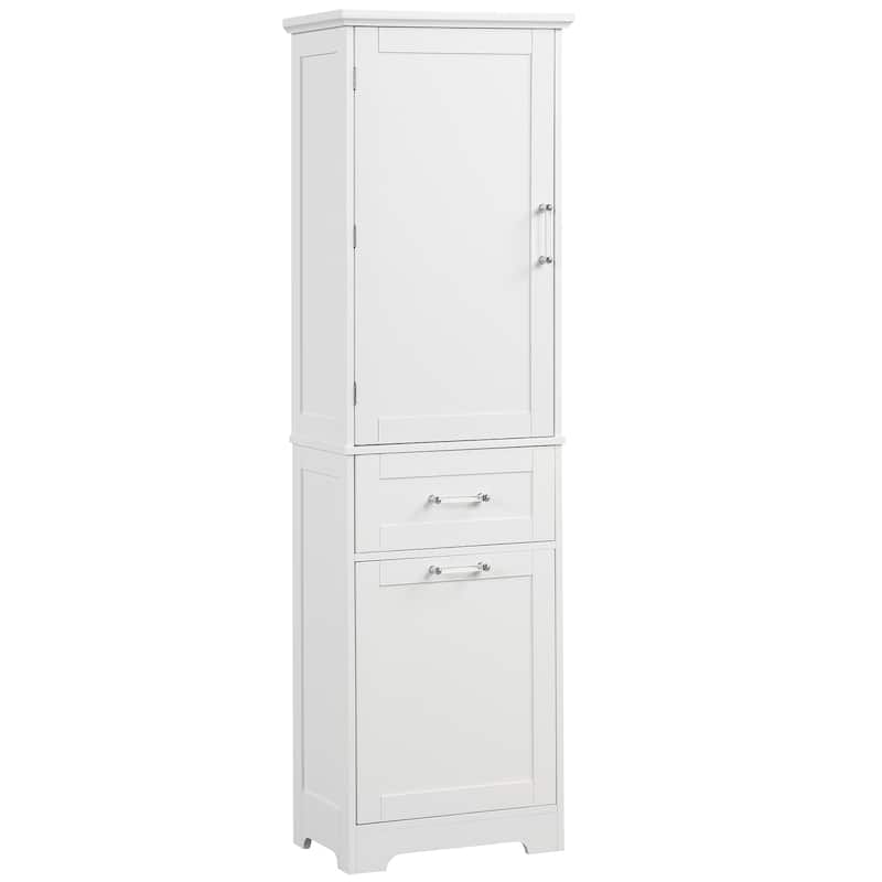Roomfitters Tall Freestanding Bathroom Cabinet with 2 Drawers of Varying Sizes and Adjustable Shelf Painted MDF