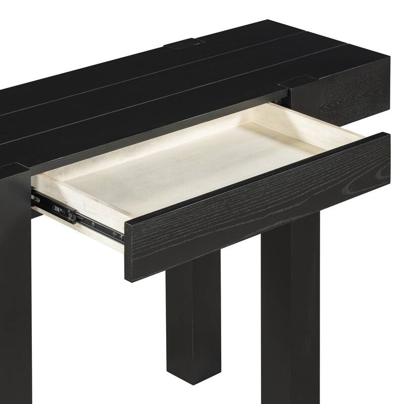 Modern 47.2" Wooden Console Table with Hidden Drawer and Side Power Outlet for Entryway or Living Room