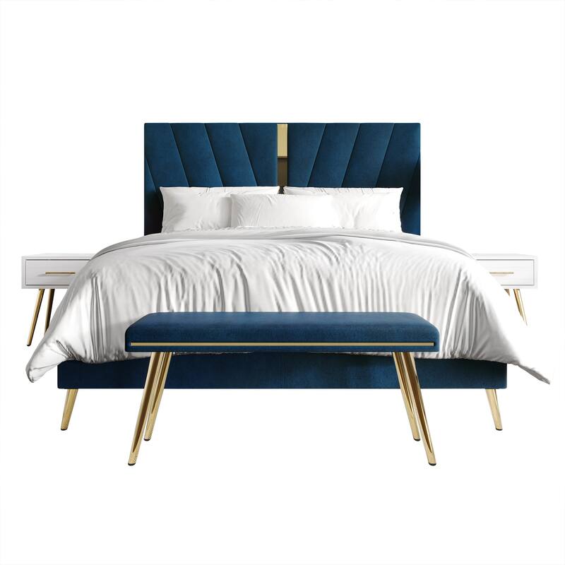 CraftPorch 4 Piece Contemporary Bedroom Set - Navy Blue - Twin