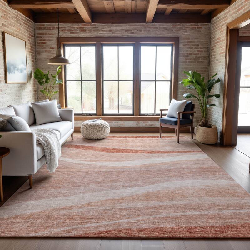 Premium Washable Super Soft Casual Contemporary Mayfield Rug - Salmon - 5' x 7'6"