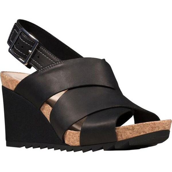 clarks leather wedge sandals