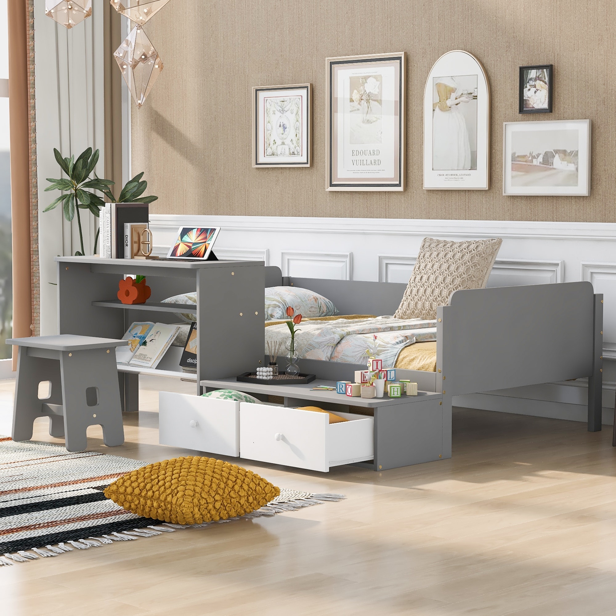Emory upholstered twin platform store bed with trundle