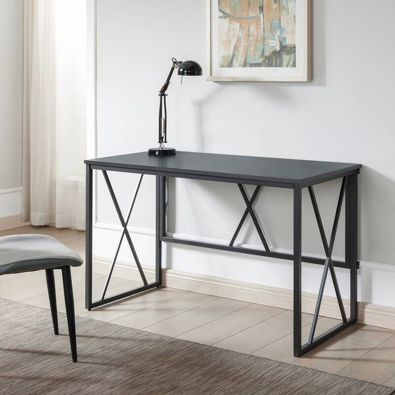 Desk - Gray Herringbone & Black Finish - 48" L x 24" W - Modern Office & Home Desk