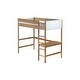 preview thumbnail 12 of 12, Twin Size Loft Bed Natural Bed Frame with Ladder, Guardrails, Underbed Desk, Teddy Fleece Fabric Headboard Footboard for Student