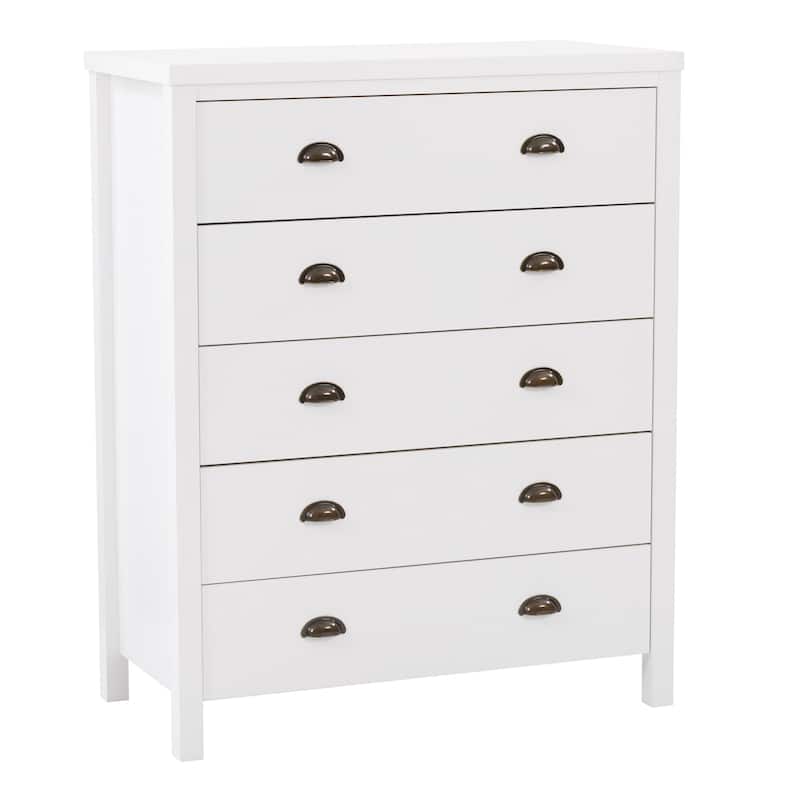 Boston 5 Drawer Dresser - White