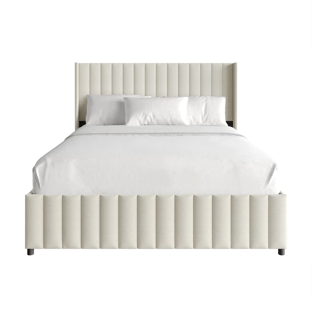 CraftPorch Minimalist Wingback Platform Lift Up Storage Bed