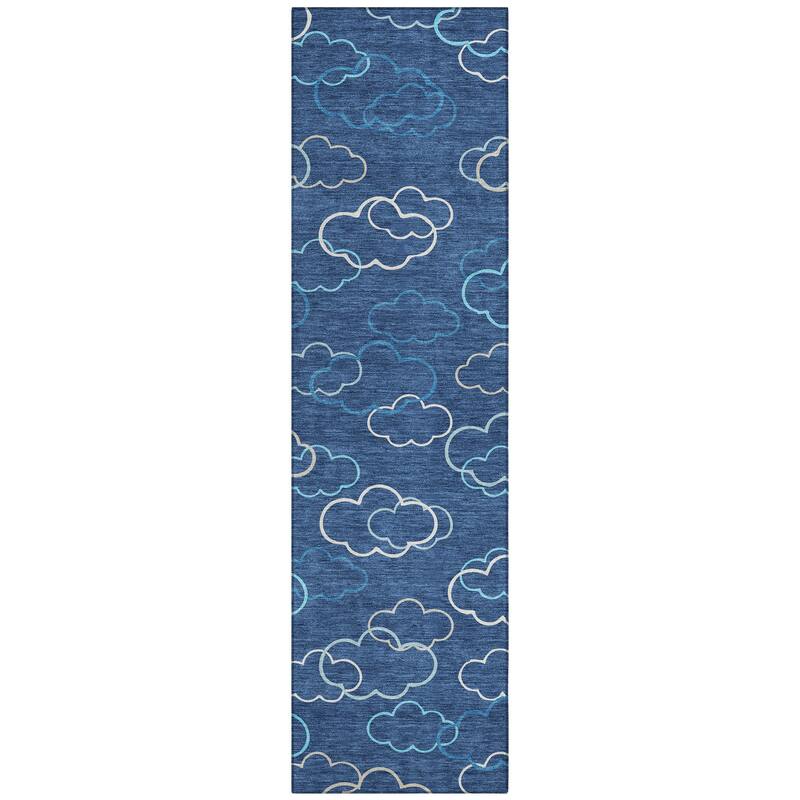 Machine Washable Indoor/ Outdoor Modern Clouds Chantille Rug