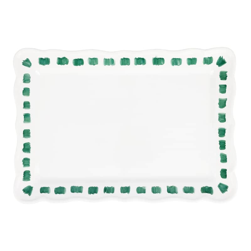 viva by VIETRI Lisbon Green Stitch Rectangular Platter