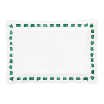 viva by VIETRI Lisbon Green Stitch Rectangular Platter