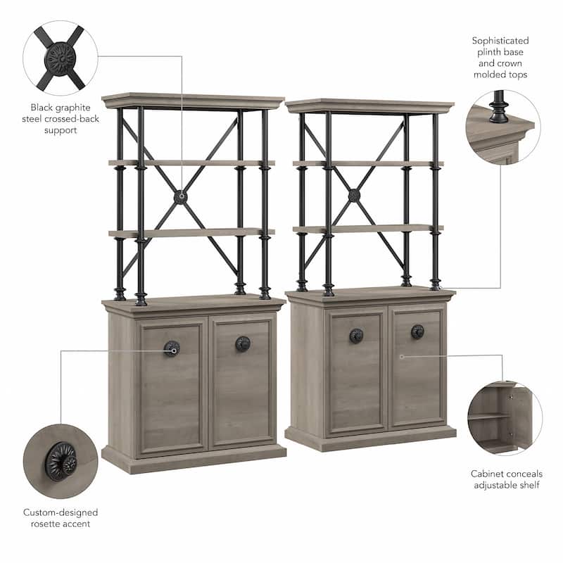 Coliseum Designer Bookcase with Doors (Set of Two) by Bush Furniture