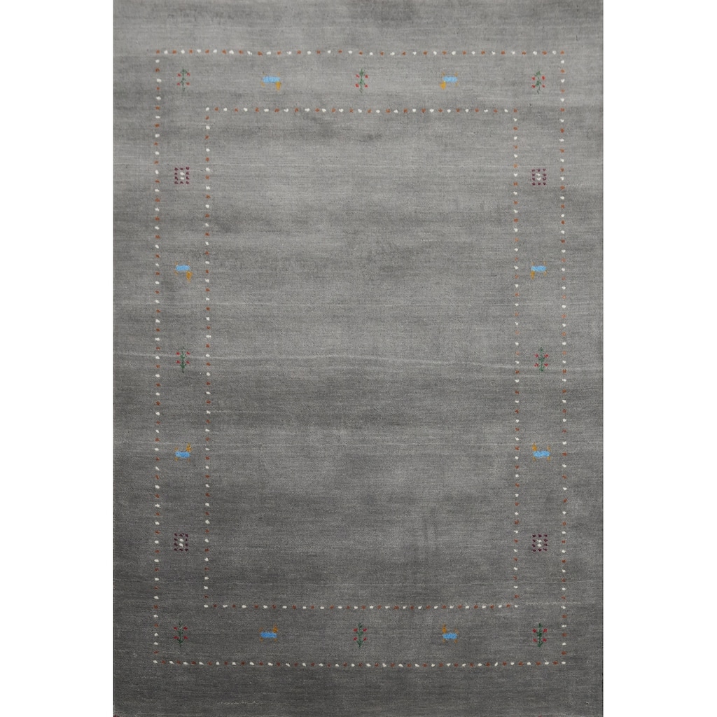 Handmade Gray Gabbeh Oriental Accent Rug Handmade Wool Carpet - 5' 7'' X 4' 1''
