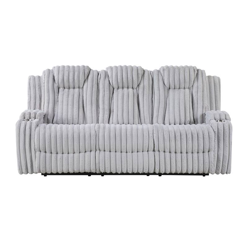 Brynda 84.5" Corduroy Manual Double Reclining Sofa with Cup Holders