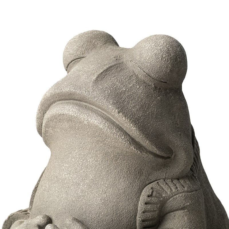 Glitzhome 16.75"H MGO Faux Concrete Zen-Style Frog Garden Statue Spring Gifts