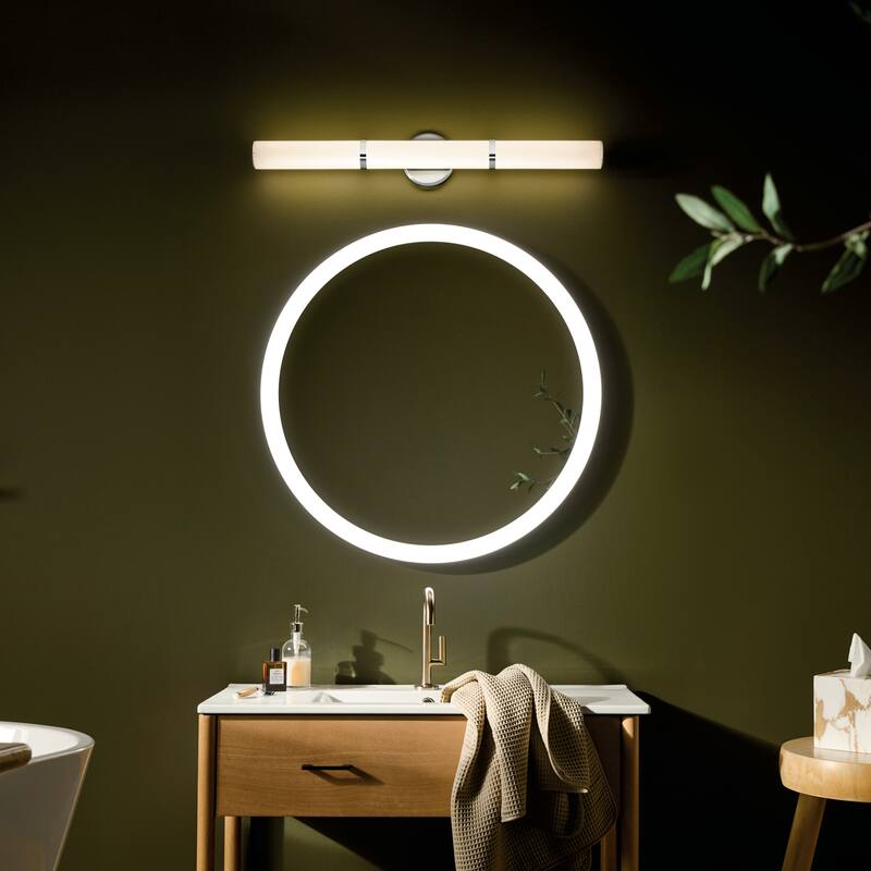 Kichler Lighting Rosh 32" Bath Bar Large LED with White Glass in Chrome