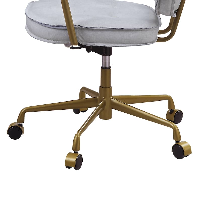 Vintage Leather Office Chair, Swivel Desk Chair with Wheels and Arms, Height Adjustable Upholstered Rolling Stool - N/A