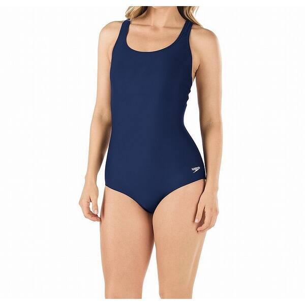 Shop Speedo Womens Swimwear Navy Blue Size 12l Ultra Back One