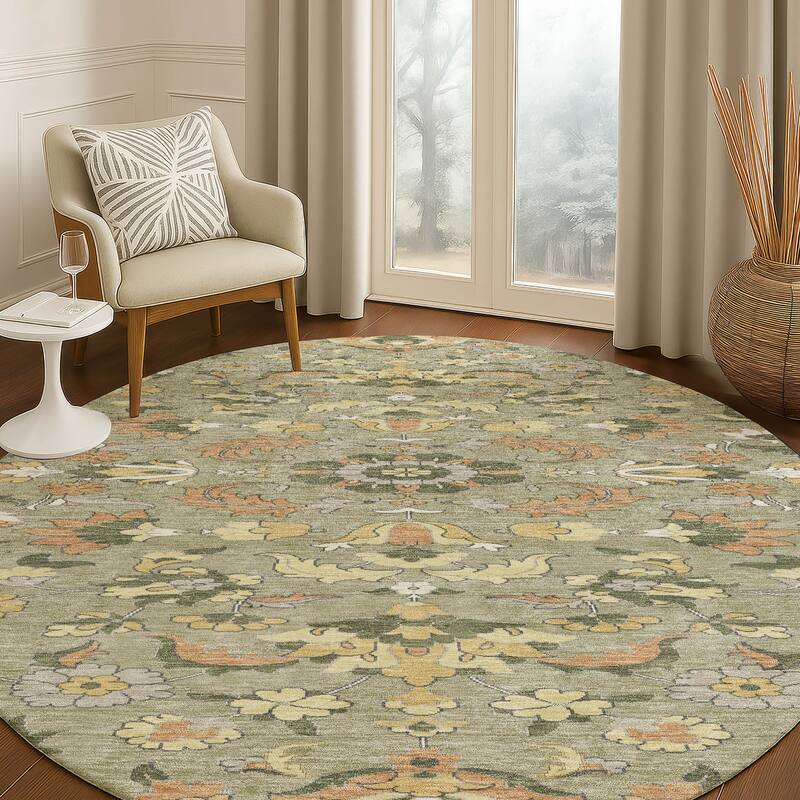 Machine Washable Indoor/ Outdoor Traditional Lanelle Chantille Rug