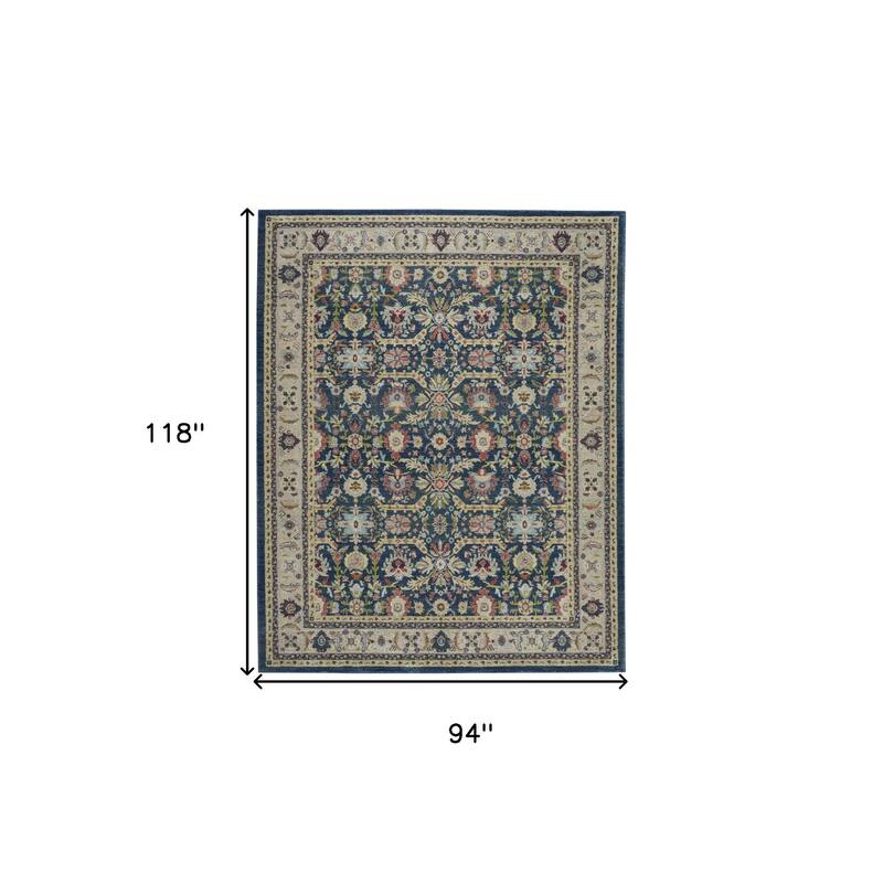 Power Loomed Distressed Floral Traditional Non Skid Area Rug - 118' X '94' X '0.5