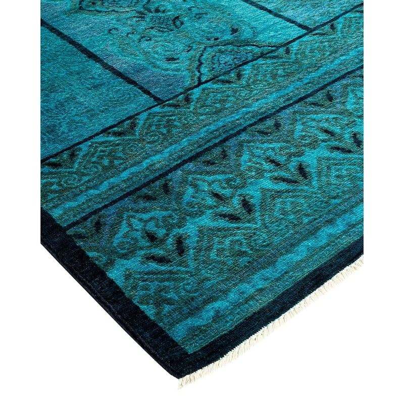 Vibrance, One-of-a-Kind Hand-Knotted Area Rug - Blue, 6' 0" x 8' 11" - 6' 0" x 8' 11"