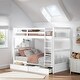 preview thumbnail 1 of 7, Twin over Twin Size Bunk Bed with Ladders, Solid Wood Kids Storage Bed Frame with 2-Storage Drawers for Bedroom, White White