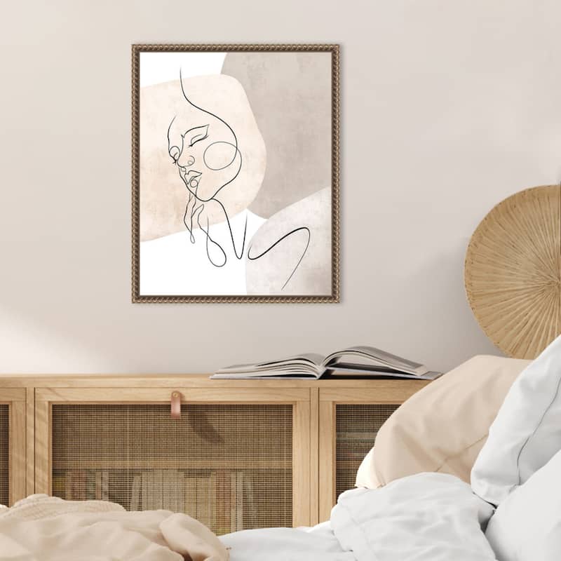 Dreamer Warm Color by Isabella Karolewicz Framed Canvas Wall Art Print - Sylvie Beaded Gold