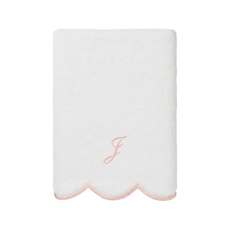 Authentic Hotel and Spa 100% Turkish Cotton Pink ADORNIA Scallop Personalized 3 Piece Towel Set - 3 Piece Set