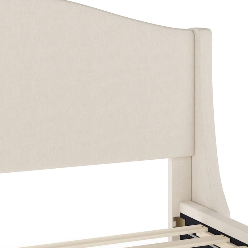 Martha Stewart Upholstered Platform Bed with Curved Headboard