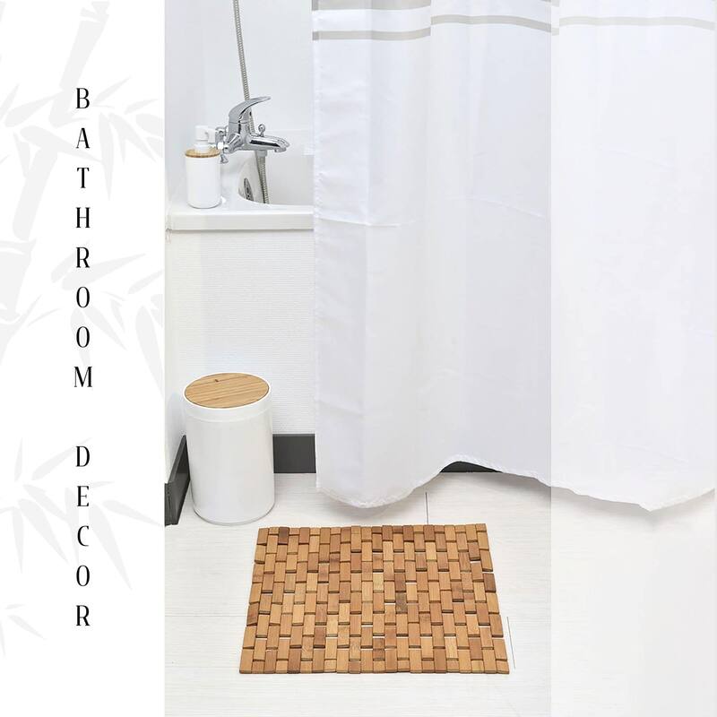 Natural Bamboo Bathroom Mat - Non Slip Bath Mat -Foldable Duckboard