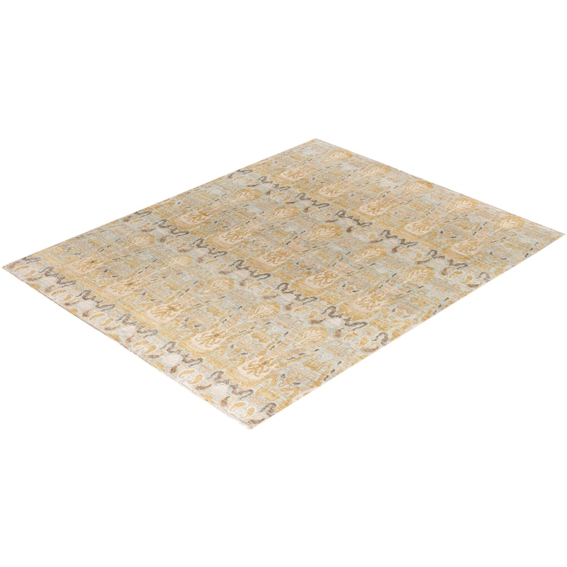 Ikat One-of-a-Kind Hand-Knotted Area Rug, Yellow - 8' 0" x 10' 1"