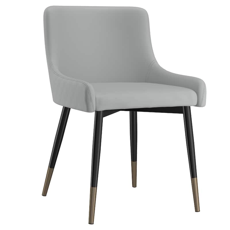 Modern Faux Leather and Metal Dining Chair, Set of 4 - Black - Light Grey