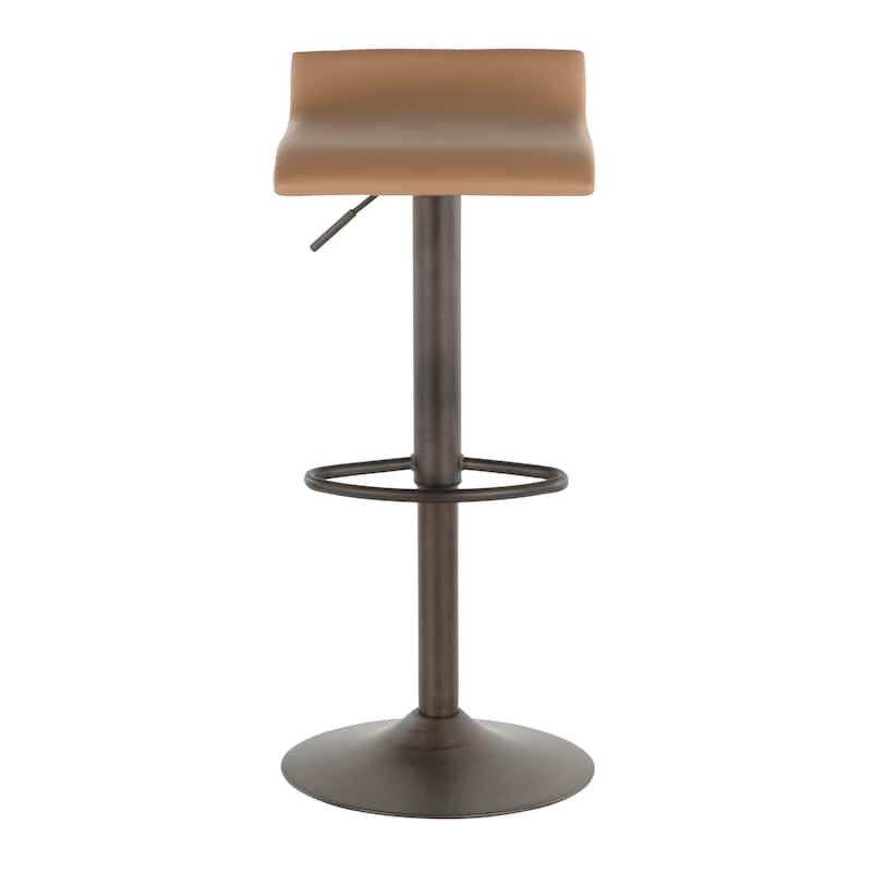 Carbon Loft Hess Industrial Barstool in Antique Metal and Faux Leather (Set of 2)