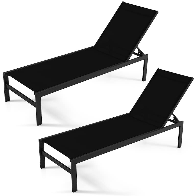 Costway 2 PCS 6-Position Lounge Chair Chaise Aluminium Adjust Recliner - See Details
