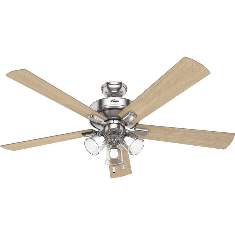 Hunter 60" Crestfield Ceiling Fan w/3-Light LED Light, Pull Chain - Farmhouse, Transitional, Rustic - Exclusive SureSpeed!