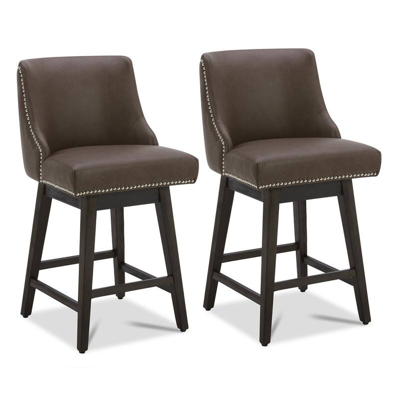 Spruce & Spring Oliver Counter Height Swivel Barstool Set - Set of 2 - Chocolate Brown - Counter Height