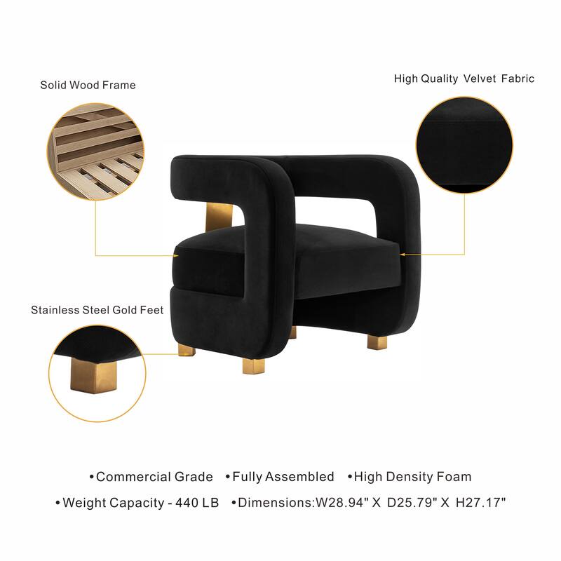Manhattan Comfort Amirah Velvet Lounge Chair